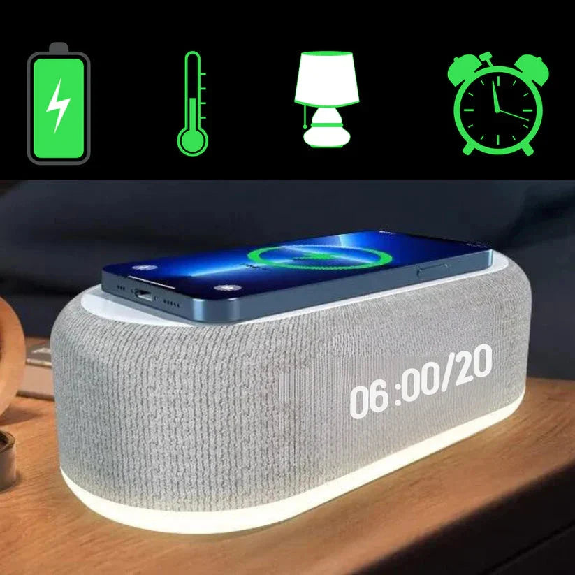Digital Väckarklocka med Trådlös laddning av mobilen