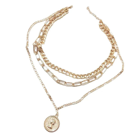 Fashionable All-Match Metal Alloy Multi-Layered Unisex Necklace