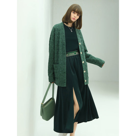 Floor Length Liquid Green Dress with Capped Sleeves-1