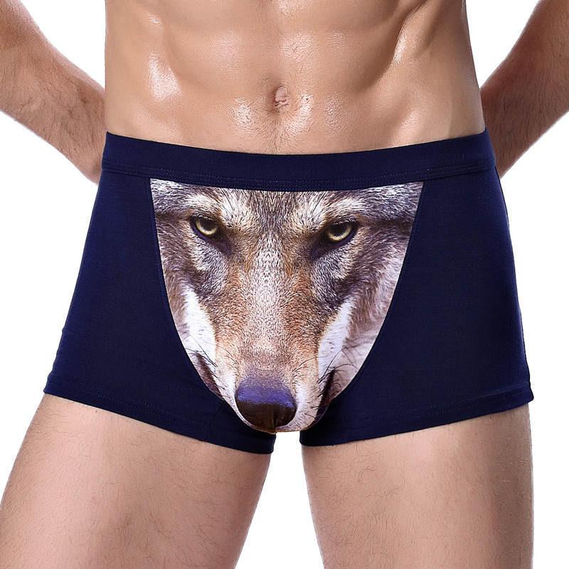 Four-horned Wolf Head Big Bird Sexy Men's Underpants Underwear