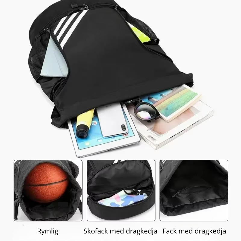 Gympapåse med skofack – rymlig träningspåse med flera fack & smart bottenfack