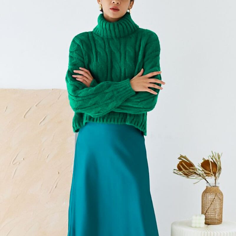 Kabelstickad turtleneck
