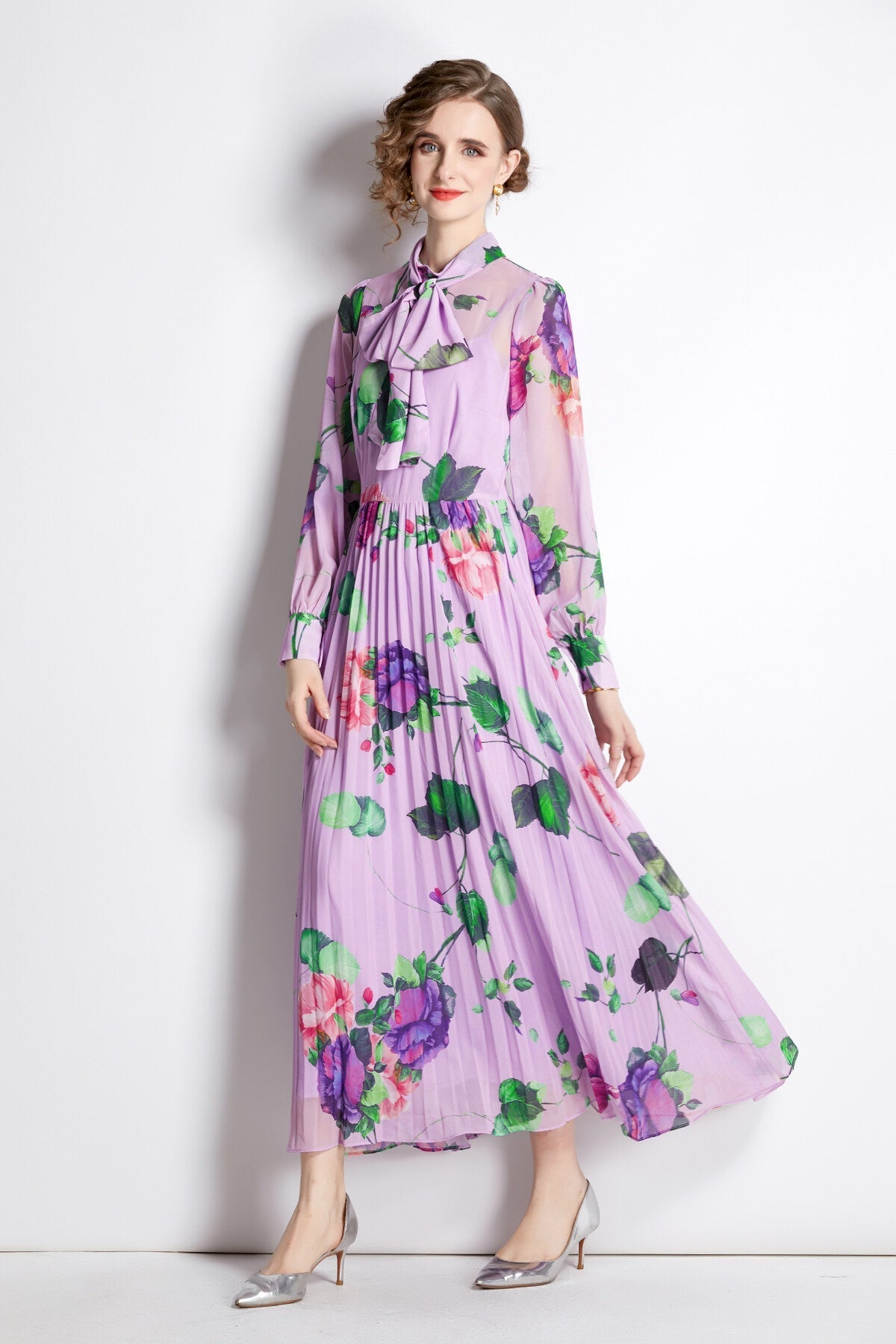 Lavender Fields Pleated Maxi Dress-1
