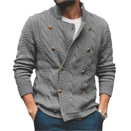 Men's Half Collar Double-Breasted Knitted Buttoned Sweaters