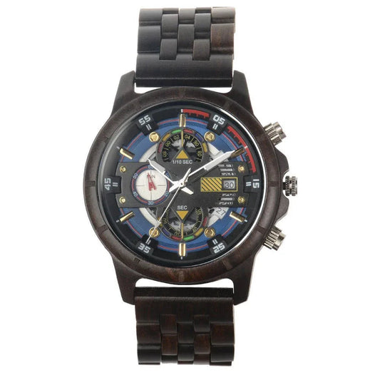 Men's Multi-Function Quartz Wooden Watch