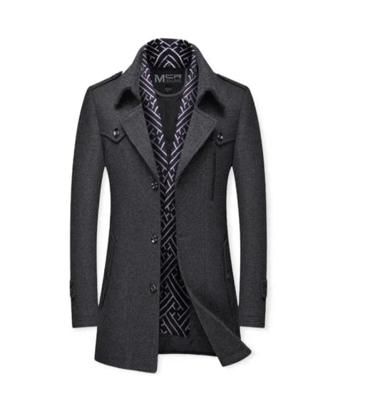 Men's Thickened Scarf Collar Winter & Autumn Polyester Coat