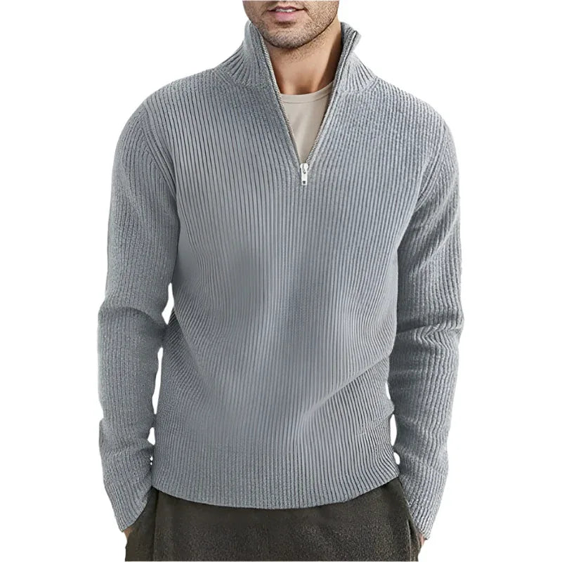 Men's Thickened Warm Zip Collar Sweater