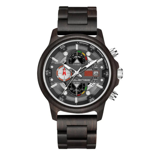 Men's Wooden Quartz Multifunctional Luminous Watch