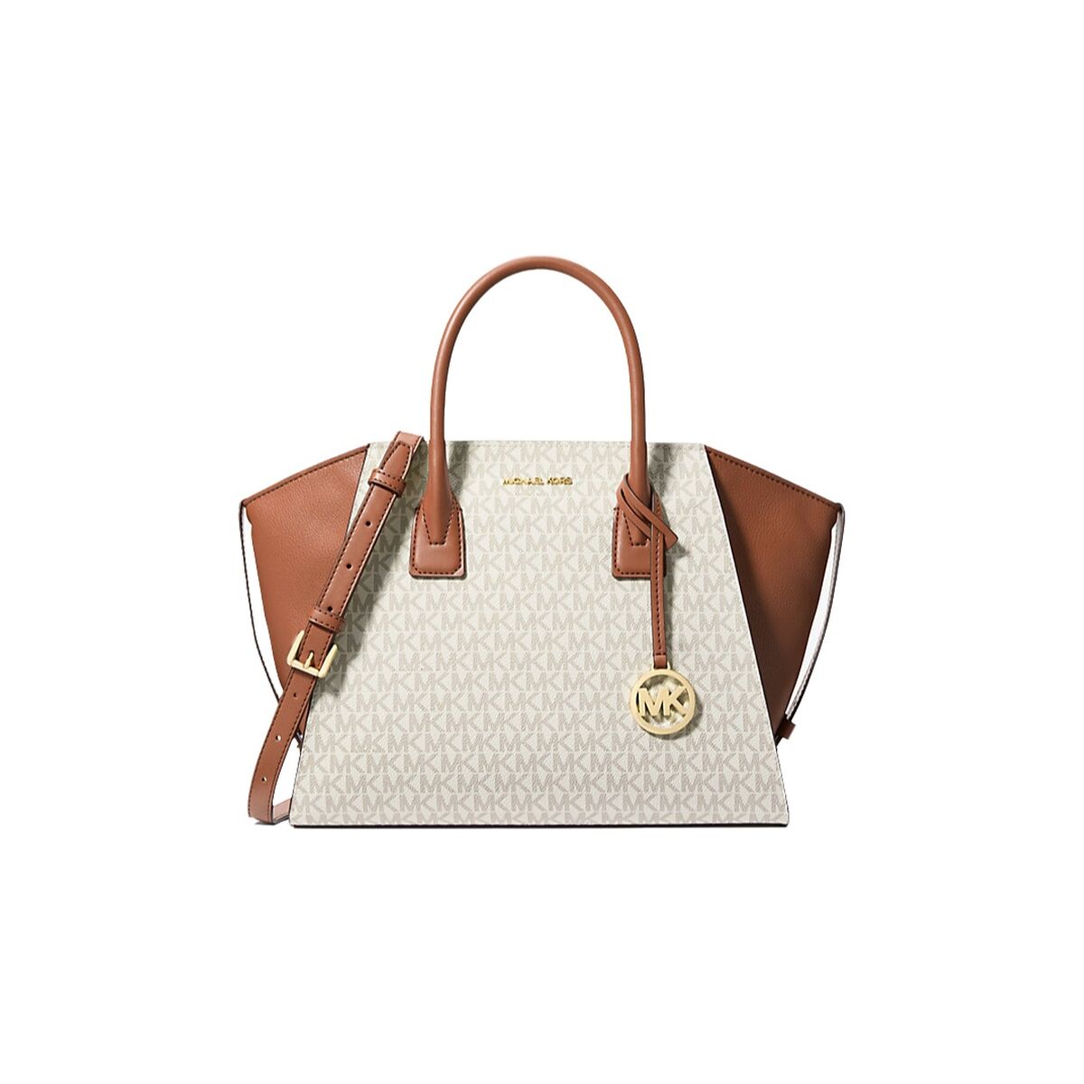 Michael Kors Handväska Avril Fullkornslader Blixtlas Beige