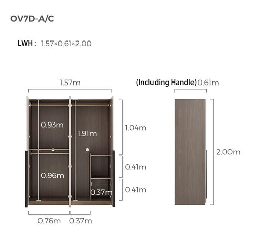 MOE Grey 4 Door Wardrobe-1