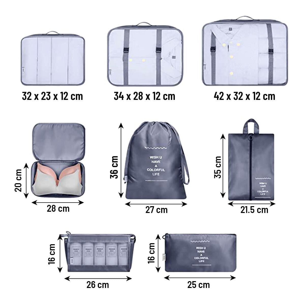 Organiseringsbags för resväska