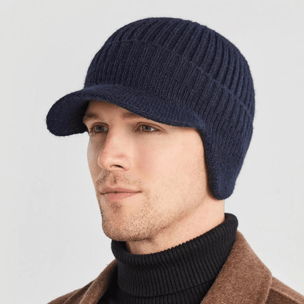 Stickad Mössa med Öronlappar - Öronlappsmössa