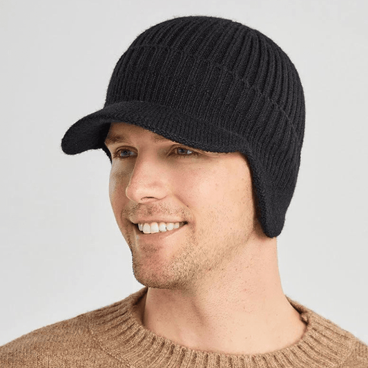 Stickad Mössa med Öronlappar - Öronlappsmössa