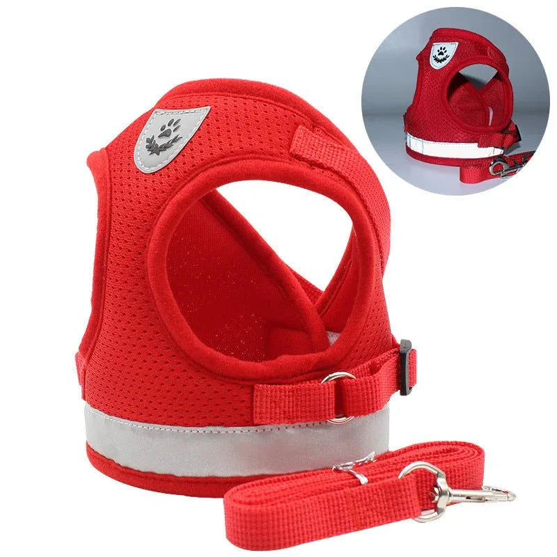 Polyester Reflective & Breathable Pet Dog Harness With Leash