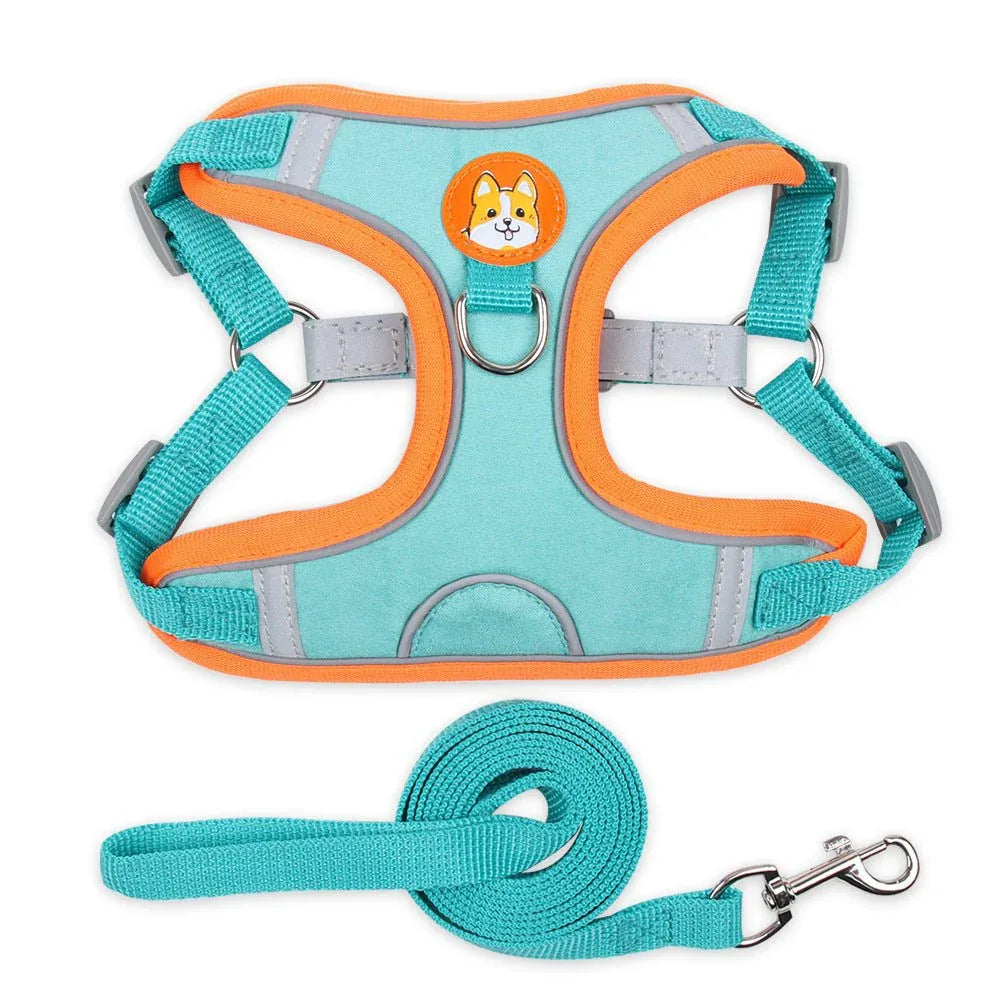Safe Reflective Dog Pet Harness With Leash