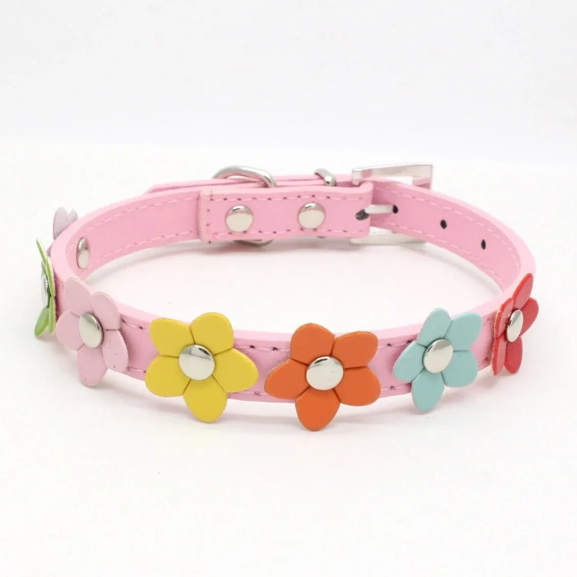 Small Flowers PU Pet Collar
