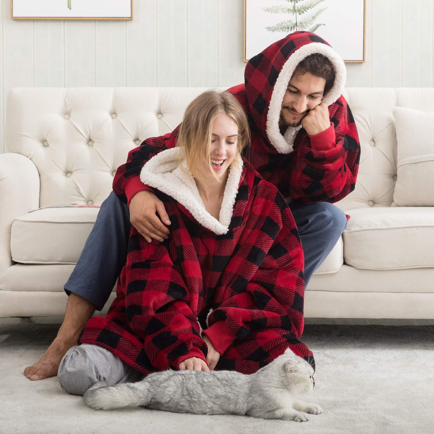 Snugglie - Oversized Filt Hoodie - För Mysiga och Värmande Stunder!