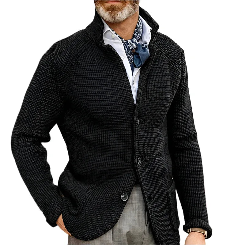 Stand Up Collar Cardigan Men Knitted Sweaters