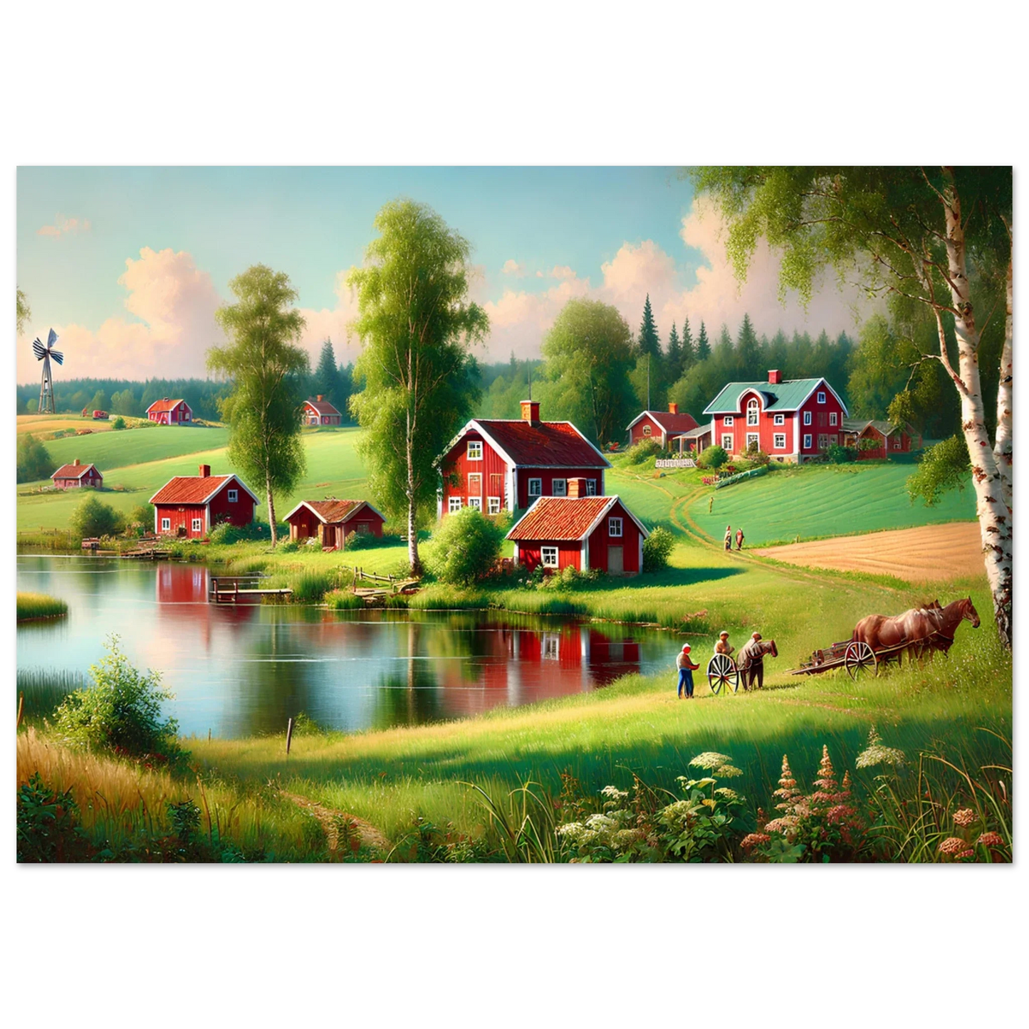 Svensk Landskapsposter – Idyllisk Natur i Klassisk Stil