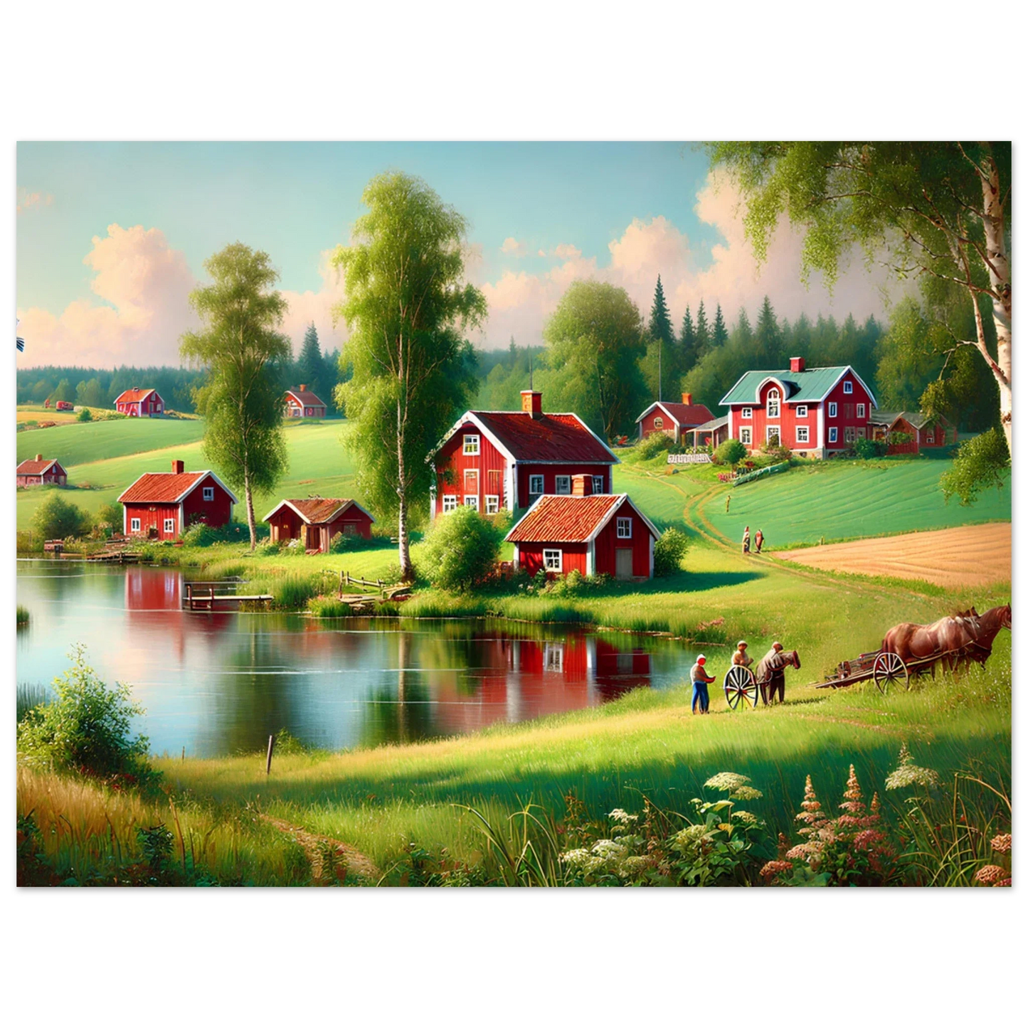 Svensk Landskapsposter – Idyllisk Natur i Klassisk Stil