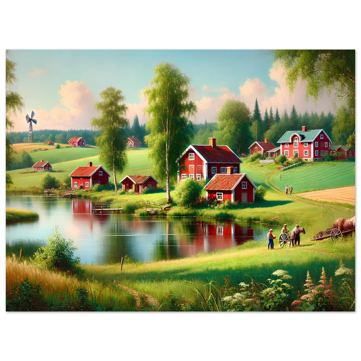 Svensk Landskapsposter – Idyllisk Natur i Klassisk Stil