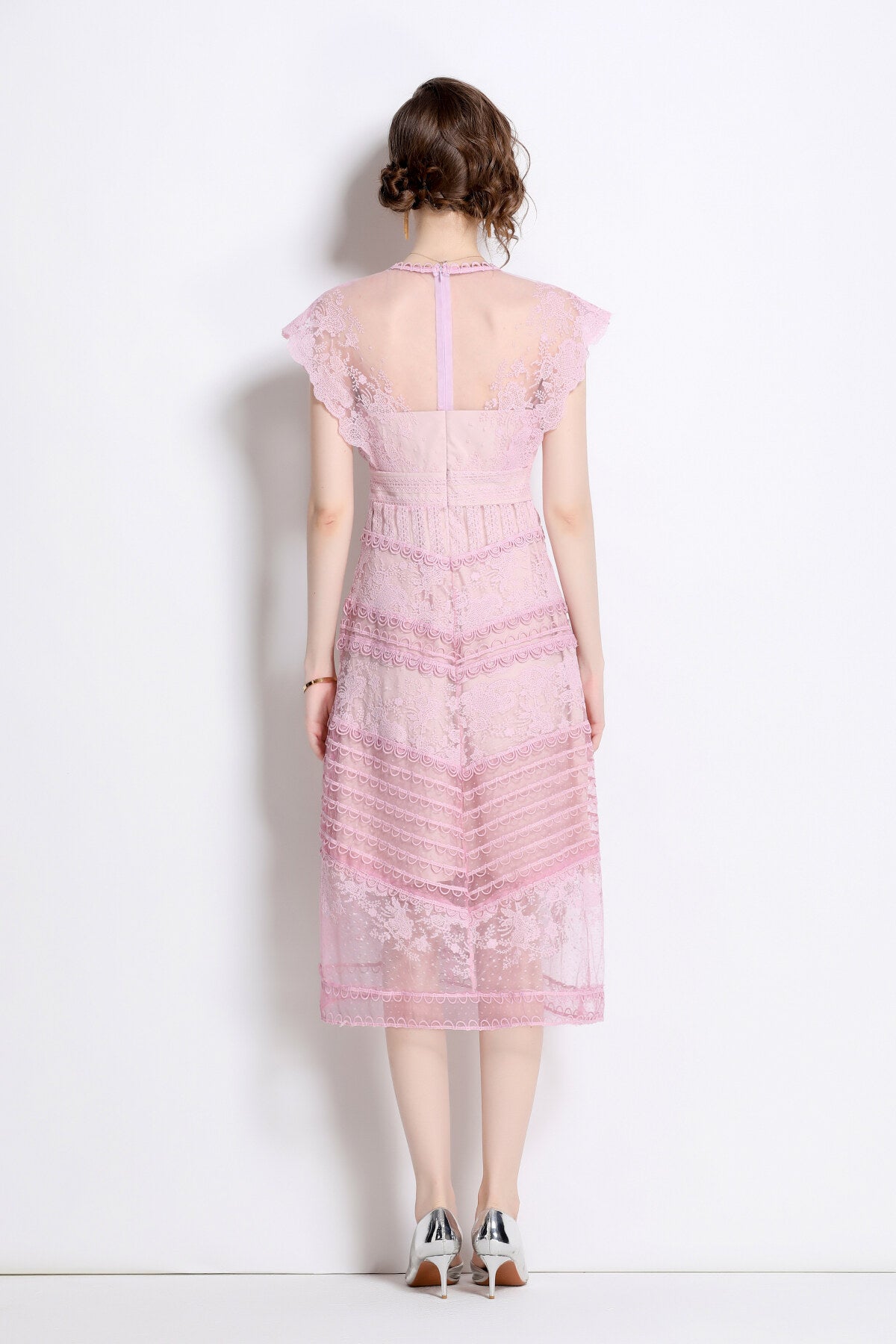 Sweet Floral Embroidered Tea Dress-3