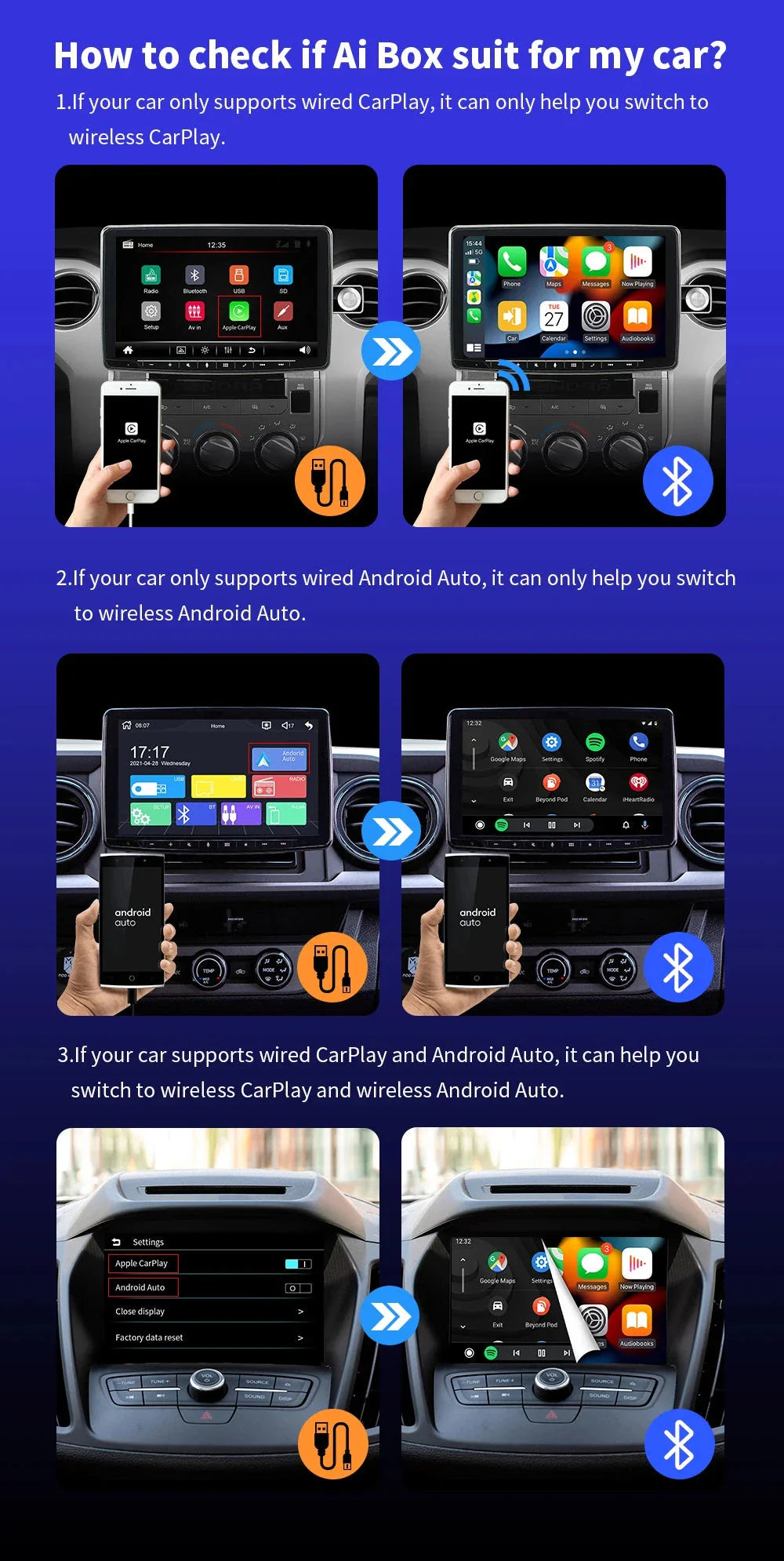 Trådlös Apple CarPlay & Android Auto Adapter