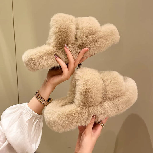 Winter Fluffy Slippers - Fluffiga varma tofflor med sula, Mysiga Tofflor för Vinterkvällar