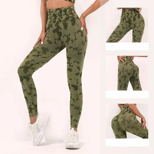 Women's Fitness Camouflage Yoga Pants High Waist Seamless Leggings Butt Lift Tights Gym Exercise Clothing