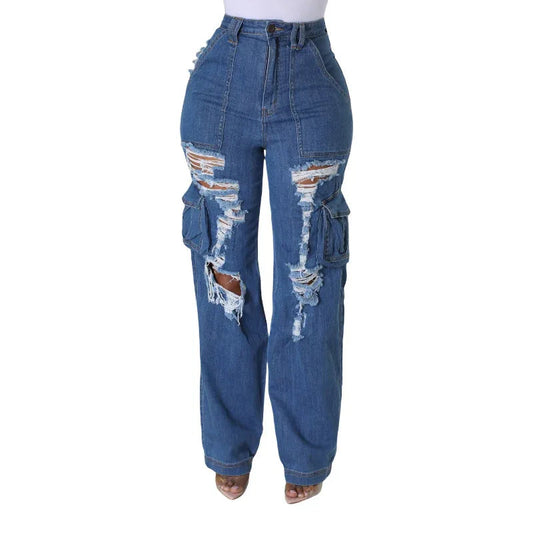 Women's Pants Ripped Stretchable Jeans