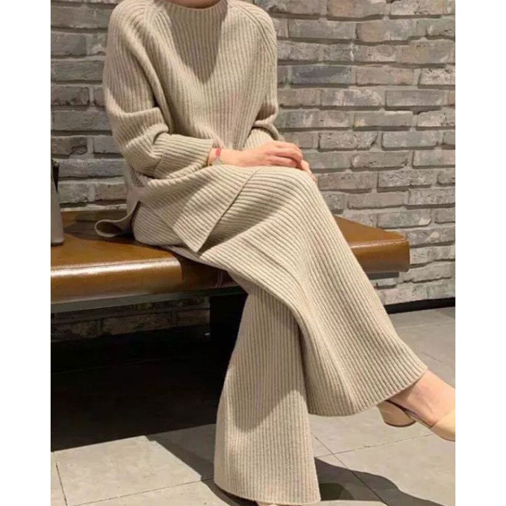 Stickad Set – Mysig Topp & Byxor för Hemma & Vardagen